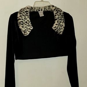 Perfectly Dressed girl's black velvet bolero jacket w/faux fur trim size XL